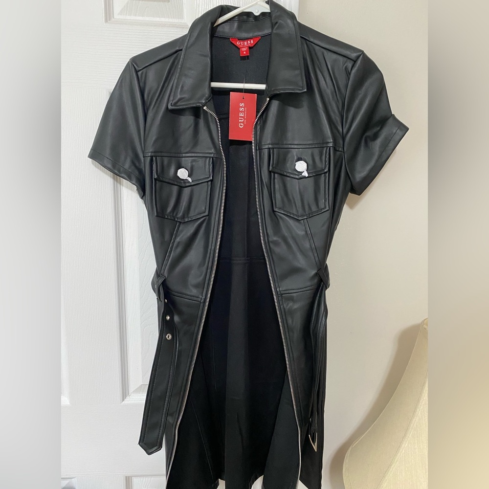 NWT Guess faux leather belted short dress!